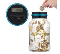 Digital Coin Bank For Kids Adults, Digital Saving Money Box UK Automatic Counting, Coin Counting Jar With LCD Display, 1.8L Large Capacity Piggy Bank Coin Counter Money Jar, Holds Over 800