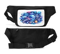 Digital Communication and Internet Icons Unisex Waist Bag Black
