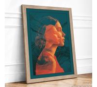 Digital Consciousness Modern Framed Wall Art Print A2 (59.4×42cm) Oak,