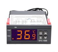 Digital Controller for STC-1000 - LCD Display Thermostat with -50°C to +99°C Range, Dual Voltage Support (12V/24V DC or 110-220V AC), ±1°C(12V)