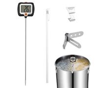 Digital Cooking Temperature Gauge | Long Probe Kitchen Meter with Pot Clip | Digital Candy Temperature Gauge with Rotatable Display - for Cooking Grilling BBQ Restaurant Outdoor Sugar Brewing