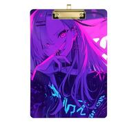 Digital Cool Anime Girl Metal mini clipboard Standard Hole for Soccer Truck Driver Size 9 x 12 Gold