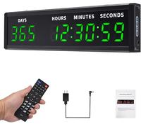Digital Count Up & Count Down Timer, Large LED Display & 2" Bold Green Font, 999-Day Countdown, 12/24H Clock with Buzzer & Remote Control