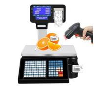 Digital Counting Scale, Label Printer, Dual Display for Supermarkets, 6-30kg Capacity, Efficient Weighing and Pricing Solution
