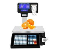 Digital Counting Scale with Label Printer, Dual Display for Supermarkets, 6-30kg Capacity, Efficient Weighing and Pricing Solution