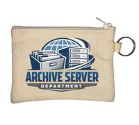Digital Data Archive Department Logo Design Key Chain Coin Purse Beige