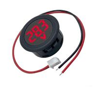 Digital DC Voltmeter for 5-100V Range Featuring LED Readout and Compact Round Design for Vehicle Use (Red)