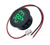 Digital DC Voltmeter for 5-100V Range Featuring LED Readout and Compact Round Design for Vehicle Use (green)