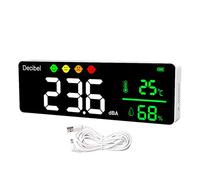 Digital Decibel Sound Meter Intelligent Noise Detector with LED Display Noise Temperature Humidity 30-130 dB Range Noise Decibel Meter for Home, Studio, Classroom Noise Monitor