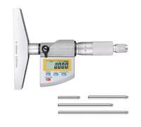 Digital Depth Micrometer 0-100mm, Stainless Steel Electronic Caliper with 4 Interchangeable Probes, LCD Display, Resolution 0.001mm, Ratchet & Locking Device