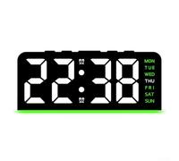 Digital Desk Clock With LED Ambient Light And Adjustable Brightness, Multi Functional Alarm Clock With Battery Backup Support(green)