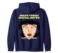 Digital Detox Delete Your Profile (Anti Social Media) Zip Hoodie