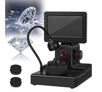 Digital Diamond Girdle Viewer, 4.3 Inch LCD Digital Microscope with LED Fill Light, 50-1500X Magnification, Adjustable Magnifying Glass with 2 Pallets for Diamond Testing,Black