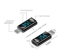 Digital Display Adapter 140W Type-C Female to Male Fast Charging with Real-Time Power Monitoring for Multi-Device Compatibility and Quick Data Transfer