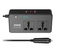 Digital Display Car Power Inverter 200W with USB C Port for Device Charging Plug Adapter Outlet Converter Portable Power Outlet