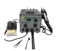 Digital Display Hot Air Gun + Soldering Iron Anti-Static Temperature Lead-Free Rework Station 2 in 1 with 3 Nozzles Rapid Heating