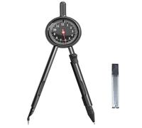 Digital Display Instrument Compasses, for Max Diameter 9.4 Inch Black Stainless Steel Compasses with 12 Pcs Pencil Lead for Drawing Circle (Black)