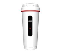 Digital Display Insulated Mug 12V 24V Car Electric Kettle Stainless Steel Heating Cup Portable Heating Mug Quick Heating Voltage Water Heater