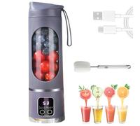 Digital Display Juicer, 450ml Portable Multimode Personal Juicer Cup with Smart LED Display, Rechargeable USB Cordless for Smoothies, Shakes, Fruit & Travel, Easy to Clean (Blue)