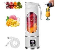 Digital Display Juicer, Digital Smart LED Display Juicer, leak Proof Design Easy To Portable and Clean for Home & Travel (White)