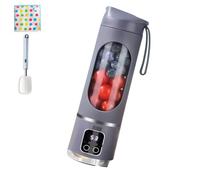 Digital Display Juicer, Ltdreamof Multimode Juicer Blender, 450ml Large Capacity 3 Speed12-Blade Fresh Juice Bottle, USB Rechargeable Display JuicerMixer for Travel/Office (Gray)