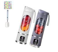 Digital Display Juicer, Ltdreamof Multimode Juicer Blender, 450ml Large Capacity 3 Speed12-Blade Fresh Juice Bottle, USB Rechargeable Display JuicerMixer for Travel/Office (2 Pcs C)