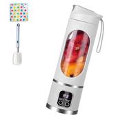 Digital Display Juicer, Ltdreamof Multimode Juicer Blender, 450ml Large Capacity 3 Speed12-Blade Fresh Juice Bottle, USB Rechargeable Display JuicerMixer for Travel/Office (White)