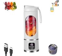 Digital Display Juicer, Multimode Personal Portable Juicer, Smart LED Display, Long Rechargeable Life, Makes Smoothies and Milkshakes Perfect for Families and Picnics (White)
