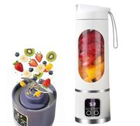 Digital Display Juicer - Smart LED Display, Diet-Friendly Portable Multimode Blender Personal Electric Juice Cup USB 450ML Portable juicer Shakes and Smoothies Blender Small Blenders Mixing (White)