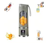 Digital Display Juicer-Smart LED Display, Home USB Rechargeable Multi-mode Mixer,Portable Juice Bottle,Easy Operation & Easy to Clean,for Mothers,Fitness Enthusiasts and Old Man (C 3.7V 10 blades)