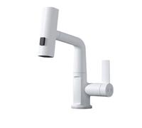 Digital Display Kitchen Faucet Pull Down Waterfall Sink Mixer Hot & Cold Faucet with Stream Sprayer for Bathroom Bar Farmhouse & Laundry White Finish