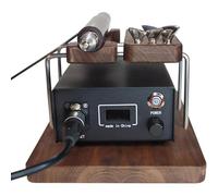 Digital Display Leather Edge Creaser Machine, Electric Heat Iron Tool with 5 Tips, 0-350℃ Temperature, Wooden Base for Grooving Polishing Sealing