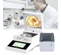 Digital Display Moisture Tester, 100g Halogen Moisture Analyzer with Printer, 0.001g Accuracy, 60-160°C Heating, 1-99min Timer, for Grains, Food, Agriculture
