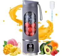 Digital Display Portable Blender, 50W Personal Smoothie Maker with Smart LED Screen, 450ML USB Rechargeable Travel Blender for Shakes, 21,000 RPM for Crushing Ice & Nuts, BPA-Free, 3 Speeds