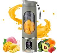 Digital Display Portable Blender, 50W Personal Smoothie Maker with Smart LED Screen, 450ML USB Rechargeable Travel Blender for Shakes, 21,000 RPM for Crushing Ice & Nuts, BPA-Free, 3 Speeds