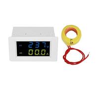 Digital Display Voltmeter, AC Voltage and Current Meter with Dual LCD Screen, Compact Multifunctional Measuring Device for Power Distribution Box, Home and Teaching Use (Dual display white case)