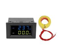 Digital Display Voltmeter, AC Voltage and Current Meter with Dual LCD Screen, Compact Multifunctional Measuring Device for Power Distribution Box, Home and Teaching Use (Dual display black case)