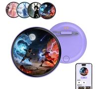 Digital Displayed Pixel Badge Pin,2.36'' HD Display Badge Cute Pin with Videos/Photos Display via Bluetooth,Smart E-Badge for Backpacks Cool Button Displays Photo Name Tag,Cosplay Concert Gifts