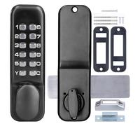 Digital Door Lock, Mechanical Combination Lock with Keypad Knob, Keyless Entry Anti Theft Combination Door Lock for Bidirectional Gate Glass Door for Home Gates Office (Black)