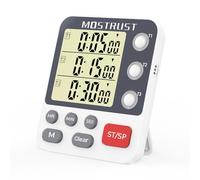 Digital Dual Kitchen Timer for Cooking, 3 Channels Count UP/Down Triple Timer for Baking, Memory Presets & Magnetic Back Large Display & Adjustable Alarm Volume, Multi Time Management Tool