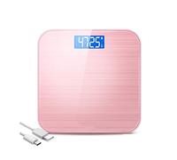 Digital Electronic Bathroom Scales Household High Accuracy Tempered Glass Scale Kitchen Body Weight USB Charging Precision Weighing (Color : Rose gold)