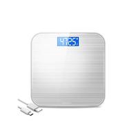 Digital Electronic Bathroom Scales Household High Accuracy Tempered Glass Scale Kitchen Body Weight USB Charging Precision Weighing (Color : Silver)