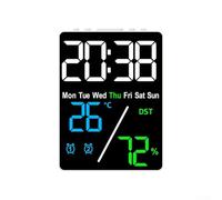 Digital Electronic Clock Large Display Time Temperature Humidity Adjustable Brightness for Bedroom Office Study with Plastic Body Multiple Colours 12x9x2.5cm(white shell tricolor)