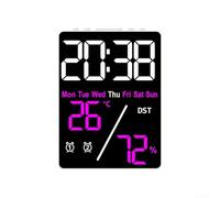Digital Electronic Clock Large Display Time Temperature Humidity Adjustable Brightness for Bedroom Office Study with Plastic Body Multiple Colours 12x9x2.5cm(white shell rose red)