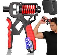 Digital Electronic Counting Grip Strengthener, 5-165kg Adjustable Resistance Hand Grip Trainer with Display, Portable Grip Strength Tester for Home Gym, Physiotherapy Rehab - for Athletes, Climbers
