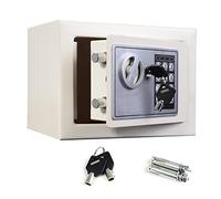 Digital Electronic Safe Box for Home Office, 4.6 Litre Small 6.7”x 9” x 6.7” White, Wall Floor Anchoring Design Cabinet Safes for Cash Jewelry with 2 Emergency Keys