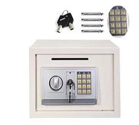 Digital Electronic Safe Box for Home Office Business with Key, Wall or Floor Mounted Cash Security Box, White 16 Litre Volume 350mm x 250mm x 250mm (WxHxD)