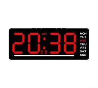 Digital Electronic Wall Clock with Large LED Screen, Temperature Reading, Countdown Function, and Alarm for Study Rooms and Offices (Red)