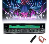 Digital Equalizer 31-Band Stereo Graphic Equalizer with LED Spectrum Analyzer, Remote Control & Audio Cable for Recording Studio