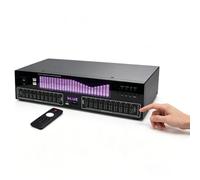 Digital Equalizer Home Audio Stereo Processor, Hifi Graphic Equalizer Preamp Component, 20 Band Sound Equalizer with Purple Spectrum Display and Remote Control for Living Room